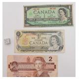 3 billets du Canada, 1 dollar 1967, 1 dollar