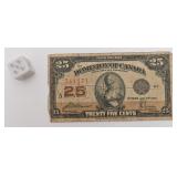 Billet de 25 cents du Canada, série 1923