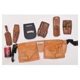 Ceinture porte-outils, en cuir, et étuis