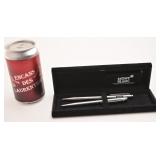 2 plumes, dont Sheaffer, dans boîte Mont Blanc