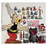 Objets de collection variés, dont Astérix