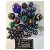 40 billes opaques iridescentes, aspect huileux,