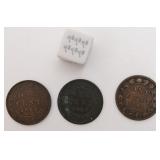 3 pièces de 1 cent du Canada, dont 1859 et 1888