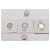 4 pièces de 10 cents, Canada, en argent, 1940,