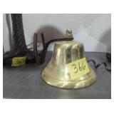 Antique brass bell with cast iron horseshoe