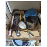 Vintage kitchen items dresser brush enamelware