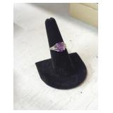 Sterling silver amethyst ring size 7 1/4 2.9
