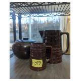 Various croc, stoneware, mar-crest bean pot