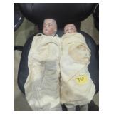 Two early doll babies porcelain head no brains