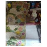 Vintage flocked rabbits & glass beaded runner