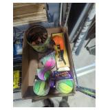 Vintage pipe bouncy balls tin full of pennies