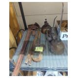 Large pipe wrenches oilers pry bar