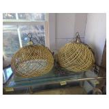 Retro Rattan hanging lights 17'x10' 2 pcs