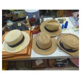 Stack of four retro style ladies hi crown hats