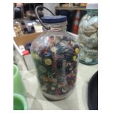 Vintage lint starch jar half gallon full of old