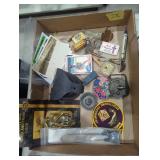 Belt buckles baseball cards. Mini Coke bottle