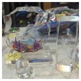 Crystal art glass decor paperweight lot