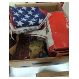 Box lot American flags grill cover thread holders
