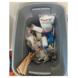 Tote of painting supplies