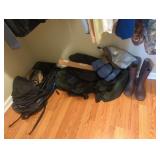 Duffle bag rubber boots size 10 camping items