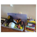 Sporting goods lot tennis rackets softballs