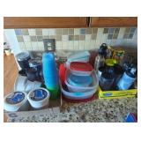 Pile of kitchen items Rubbermaid corningware