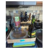 Knife block pie pans pitcher etc