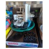 Cast iron spoon rest letter holder strainer etc