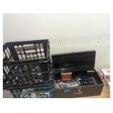Lot of poly crates Craftsman tool box with older