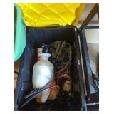 Tote of various garden items