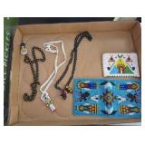 Native American beaded jewelry, wallet, etc