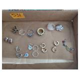 Costume jewelry rings earrings various sizes