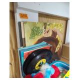 Stack of 33 and 45-speed albums. John Denver Mary