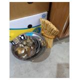 Department 56 cast iron door stop and a pile of