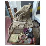 Vintage fishing bobbers advertising reels in a