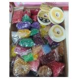 Box lot of beads and fishing line