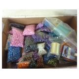 Box lot of beads and fishing line