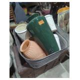 Galvanized tub full of vases, canisters etc