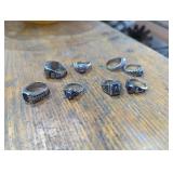 Salesman sample class rings various sizes