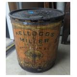 Vintage Kelloggs & Miller linseed oil can tin