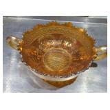 Fenton? Cherry circles two-handle bowl 6 1/2 in