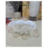 Northwood? Ruffle top glassware footed