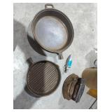 Cast iron skillets with no handles, iron etc