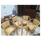 Rattan bamboo swivel patio set no glass