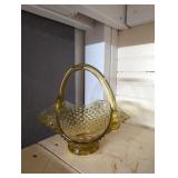 Hobnail glass Vaseline basket 7'