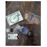 Men's wrist watch stopwatch pressed pennies