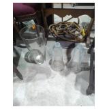 Large glass vase and two crackle glass items