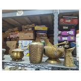 Brass collectibles lot ceramic handle kettle