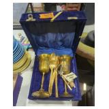 Solid brass wine goblets and gold plate,