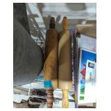Lot of two vintage wooden rolling pins kitchen